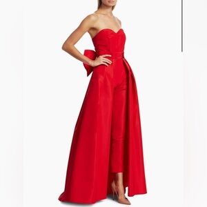 Alexia Maria Silk Faille Bow Back Jumpsuit with Convertible Skirt SIZE 2 $1475